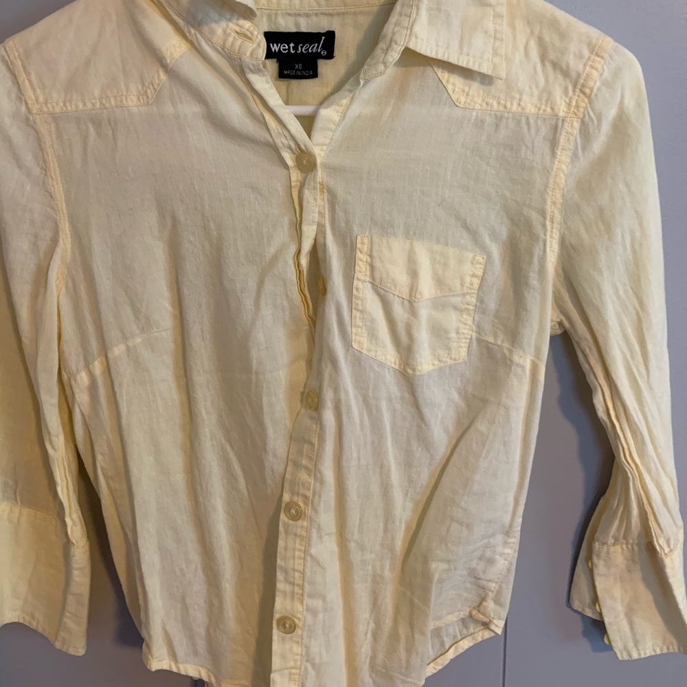Wet seal yellow button up